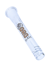 Load image into Gallery viewer, An Oro 4-inch 18mm to 14mm Diffused Downstem for use in a water pipe.