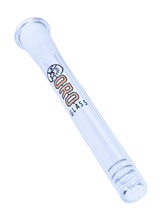 Load image into Gallery viewer, An Oro 5-inch 18mm to 14mm Diffused Downstem for use in a water pipe.