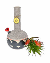 Load image into Gallery viewer, A Coyote Bud Vase Bong with succulent topper and bottle-brush style artificial flower toker poker removed.
