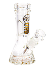 Load image into Gallery viewer, An Oro Glass Company 8.5 Karat Thick Beaker Water Pipe V2 with clear base logo.