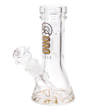 Load image into Gallery viewer, An Oro Glass Company 8.5 Karat Thick Beaker Water Pipe V2 with clear base logo.
