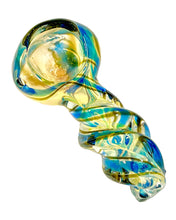 Load image into Gallery viewer, A Blue Fumed Twist Mini Pipe.