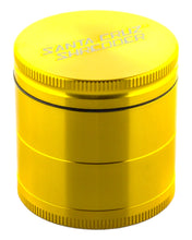 Load image into Gallery viewer, A Santa Cruz Shredder 4-Piece Medium Gold Metal Grinder.