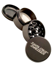 Load image into Gallery viewer, A Santa Cruz Shredder 4-Piece Large Metal Grinder deconstructed.