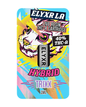 Load image into Gallery viewer, A Hybrid Trixx Elyxr LA Live Resin THC-A Cartridge (1 gram/1mL).
