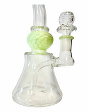 Load image into Gallery viewer, The base, perc, and accent of a Slyme Honeycomb Water Pipe.