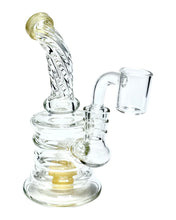 Load image into Gallery viewer, A yellow Glass Rong Showerhead Dab Rig.
