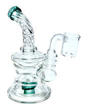Load image into Gallery viewer, A teal Glass Rong Showerhead Dab Rig.
