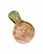 Load image into Gallery viewer, A green with peach undertone Colored Handblown Pendant.
