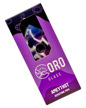 Load image into Gallery viewer, An Ameythst Oro Gemstone Pipe inside its packaging.