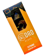 Load image into Gallery viewer, A Citrine Oro Gemstone Pipe inside it's packaging.