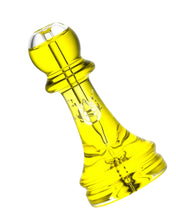 Load image into Gallery viewer, A Yellow Pulsar Chess Pawn Glycerin Hand Pipe.