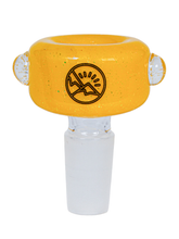 Load image into Gallery viewer, A yellow 14mm Oro Dichro Slide Bowl.