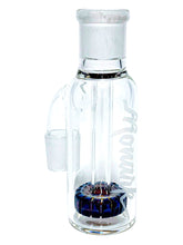 Load image into Gallery viewer, A 18mm 90 Degree Monark Showerhead Ash Catcher with a purple perc.