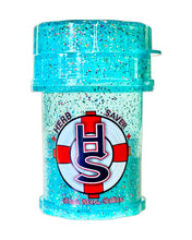 Load image into Gallery viewer, A light blue glitter Mini Herb Saver Grinder.