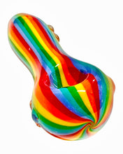 Load image into Gallery viewer, A rainbow Small Striped Spoon Pipe.