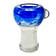 Load image into Gallery viewer, A blue 18mm female Frit Push Slide handblown by TKO Glassworks in the USA.