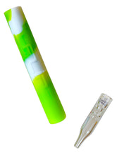 Load image into Gallery viewer, A green White Rhino Flip Chillum to Quartz Straw.