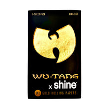 Load image into Gallery viewer, A pack of Shine Wu Tang King Size Gold Rolling Papers.