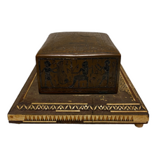 Load image into Gallery viewer, The side of an Antique Egyptian Hieroglyphic Cigarette Box.
