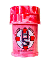 Load image into Gallery viewer, A red and white tie dye Mini Herb Saver Grinder.