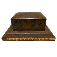 Load image into Gallery viewer, The back of an Antique Egyptian Hieroglyphic Cigarette Box.
