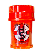 Load image into Gallery viewer, An orange and red tie dye Mini Herb Saver Grinder.