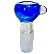 Load image into Gallery viewer, A blue 18mm male Frit Push Slide handblown by TKO Glassworks in the USA.