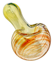 Load image into Gallery viewer, An amber Fumed Chunky Head Strung Spoon Pipe handblown by TKO Glassworks.