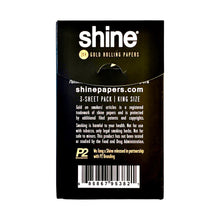Load image into Gallery viewer, The back of a pack of Shine Wu Tang King Size Gold Rolling Papers.