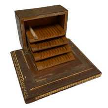 Load image into Gallery viewer, The inside of an Antique Egyptian Hieroglyphic Cigarette Box.