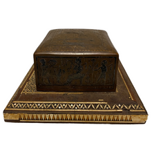 Load image into Gallery viewer, The side of an Antique Egyptian Hieroglyphic Cigarette Box.