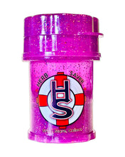 Load image into Gallery viewer, A purple glitter Mini Herb Saver Grinder.