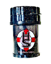 Load image into Gallery viewer, A black glitter Mini Herb Saver Grinder.