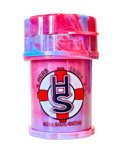 Load image into Gallery viewer, A red and blue tie dye Mini Herb Saver Grinder.