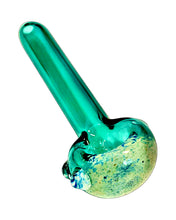 Load image into Gallery viewer, A teal Small Frit Head Spoon Pipe handblown by the award-winning Ottone Glassworks.