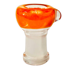 Load image into Gallery viewer, A orange 18mm female Frit Push Slide handblown by TKO Glassworks in the USA.