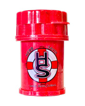 Load image into Gallery viewer, A red glitter Mini Herb Saver Grinder.