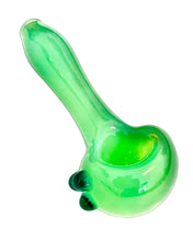 Load image into Gallery viewer, A blue dotted Mint Dot Spoon Pipe handblown by TKO Glassworks.