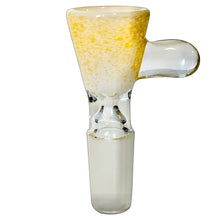 Load image into Gallery viewer, A yellow 14mm male Koi Koi Funnel Slide handblown by TKO Glassworks.