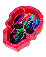 Load image into Gallery viewer, A Rainbow Skull Poly Stone Skull Ashtray.