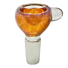 Load image into Gallery viewer, An amber purple 14mm male Frit Push Slide handblown by TKO Glassworks in the USA.