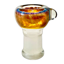 Load image into Gallery viewer, An amber purple 18mm female Frit Push Slide handblown by TKO Glassworks in the USA.