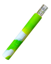 Load image into Gallery viewer, A green White Rhino Flip Chillum to Quartz Straw.