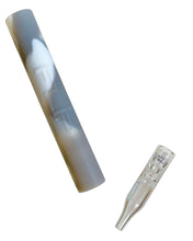 Load image into Gallery viewer, A grey White Rhino Flip Chillum to Quartz Straw.