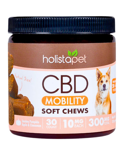 A jar of 300mg Holistapet CBD Mobility Dog Soft Chews.