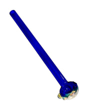 Load image into Gallery viewer, A blue Long Tube Frit Head Spoon Pipe handblown by the award-winning Ottone Glassworks.