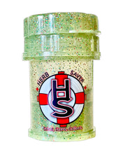 Load image into Gallery viewer, An olive green glitter Mini Herb Saver Grinder.