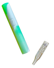 Load image into Gallery viewer, A mint White Rhino Flip Chillum to Quartz Straw.