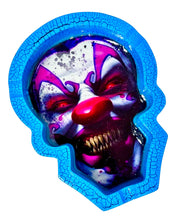Load image into Gallery viewer, A blue and black Scary Clown Poly Stone Skull Ashtray.